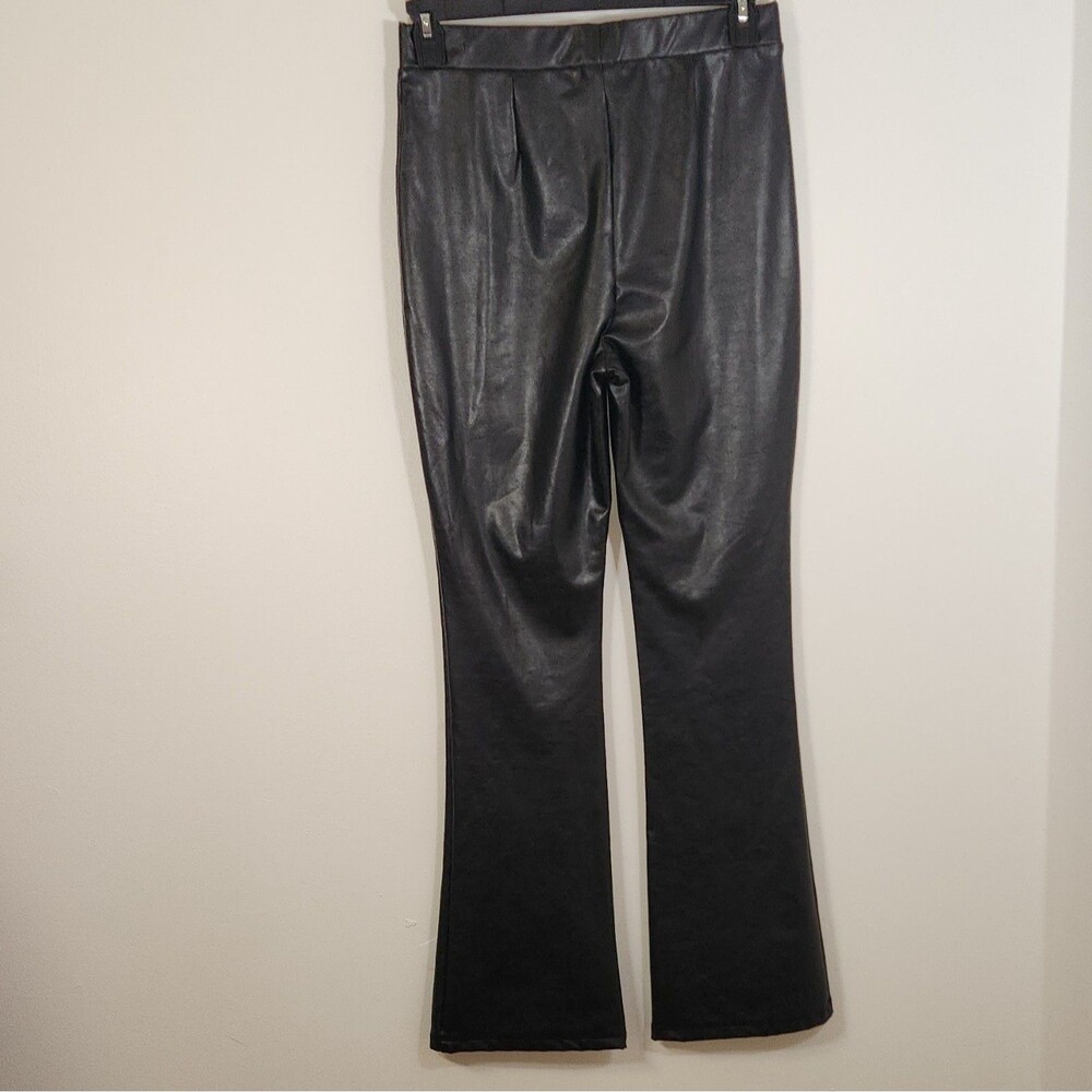 Wild Fable Women's Black Faux Leather Flared Pants Split Front Hem Medium - Picture 3 of 8
